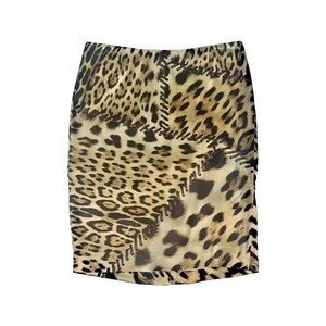 Roberto Cavalli Silk Leopard Lace Up Print Skirt, size 44